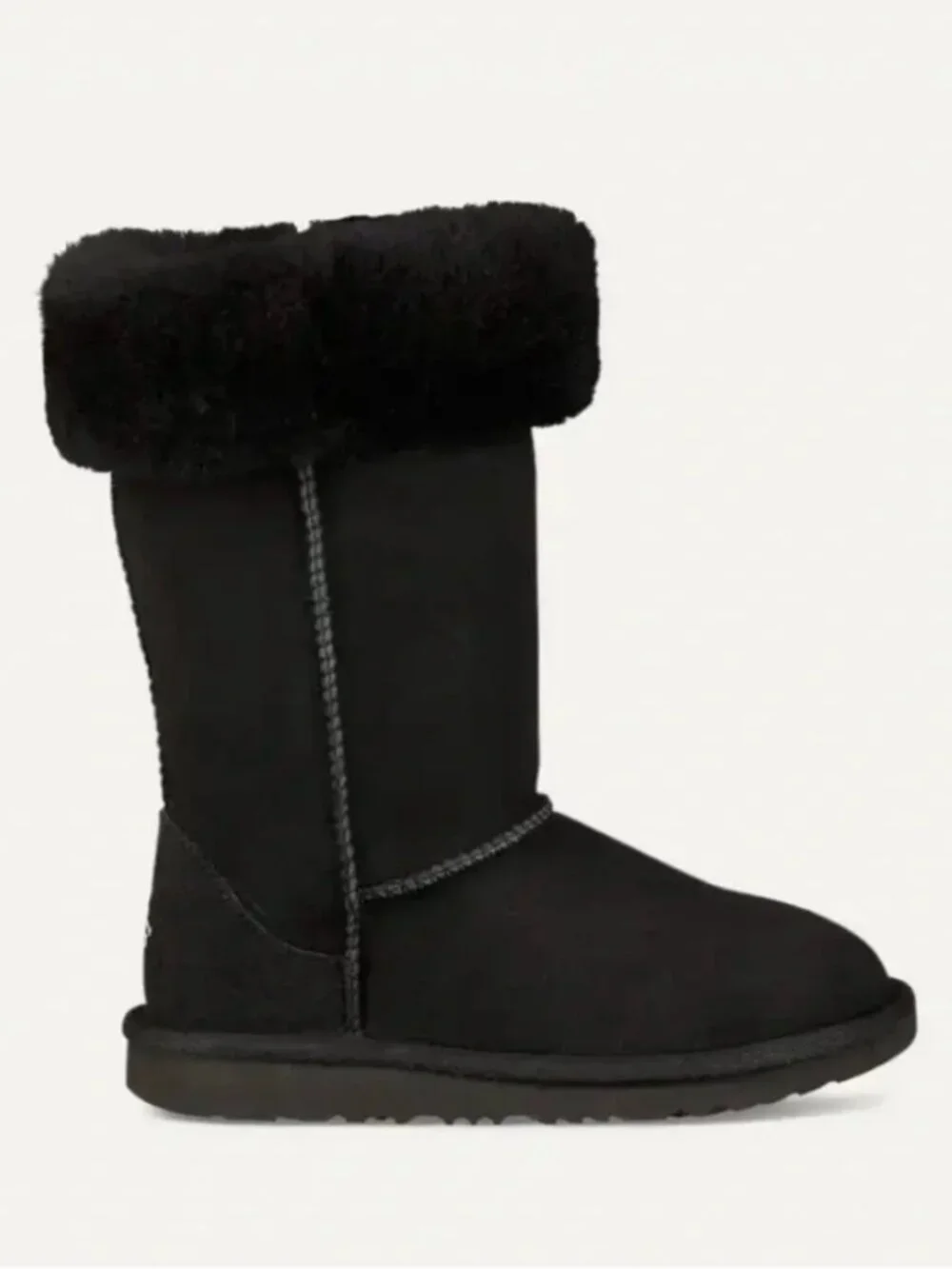 UGG Classic Tall II Shearling Boots Black Suede Pull-on Cozy Winter Aprés Ski 8